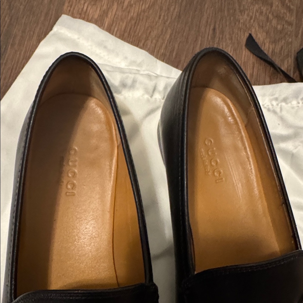 Gucci Jordaan Horsebit Black Leather Loafers | Classic Gucci Slip-On Size 37.5 - Picture 3 of 10